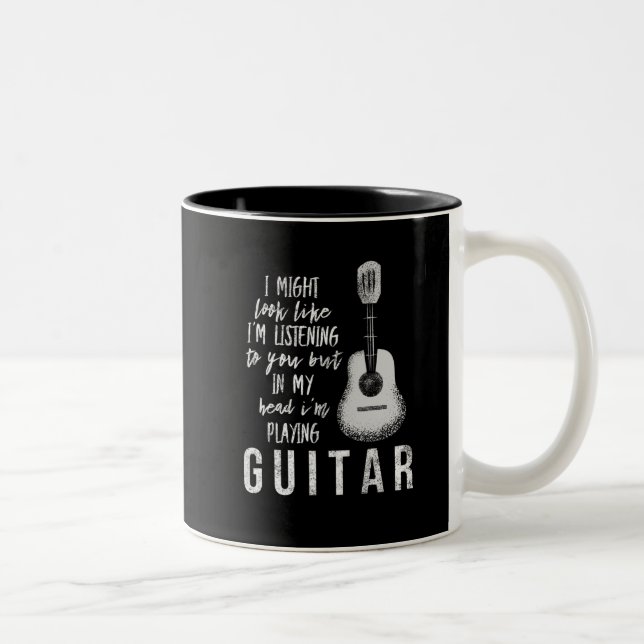 Caneca De Café Em Dois Tons Guitarra engraçada (Direita)