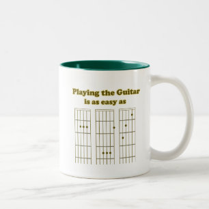 Caneca De Café Em Dois Tons Guitarra tão fácil quanto ABC