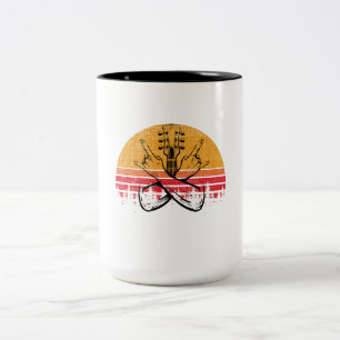 Caneca De Café Em Dois Tons Guitarrista baixo elétrico do rock and roll do