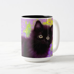 Caneca De Café Em Dois Tons Gustav Klimt Black Kitten