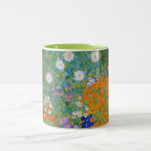 Caneca De Café Em Dois Tons Gustav Klimt - Jardim de Flores