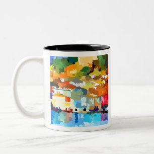Caneca De Café Em Dois Tons Gustav Klimt Malcesine no lago Garda IV