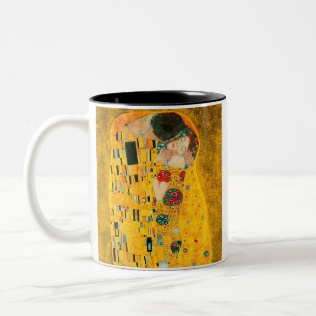 Caneca De Café Em Dois Tons Gustav Klimt O Beijo (Esquerda)