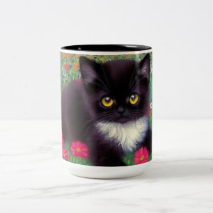 Caneca De Café Em Dois Tons Gustav Klimt Tuxedo Cat
