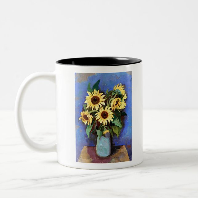 Caneca De Café Em Dois Tons Gustave Loiseau Imagens estéticas de girassol Sunf (Esquerda)