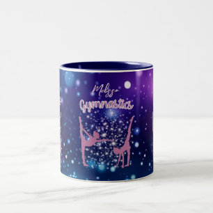 Caneca De Café Em Dois Tons Gymnastics Galaxy Purple Turquoise Personalizada
