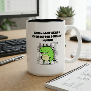 Caneca De Café Em Dois Tons Habilidades Excelentes, Humor Engraçado Dados Pro