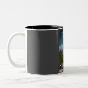Caneca De Café Em Dois Tons Haia, Países Baixos, Vintage, Cidade Mínima de Tra