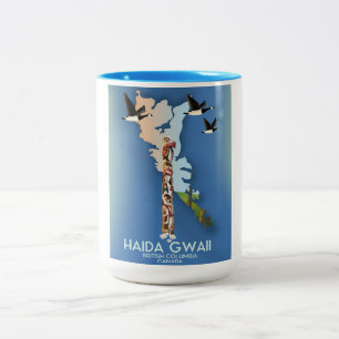 Caneca De Café Em Dois Tons haida gwaii Colúmbia Britânica mapa canadense