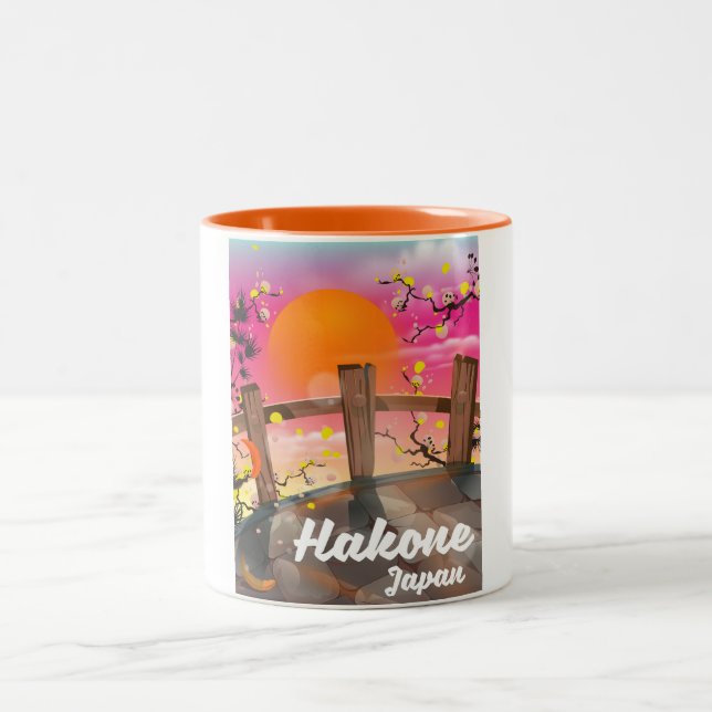 Caneca De Café Em Dois Tons Hakone japan floresce poster. (Centro)