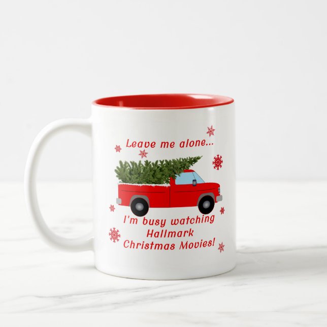 Caneca De Café Em Dois Tons Hallmark Christmas Movie Assistindo Mug (Esquerda)