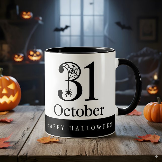 Caneca De Café Em Dois Tons Halloween 31 de outubro na Web Spider (Criador carregado)