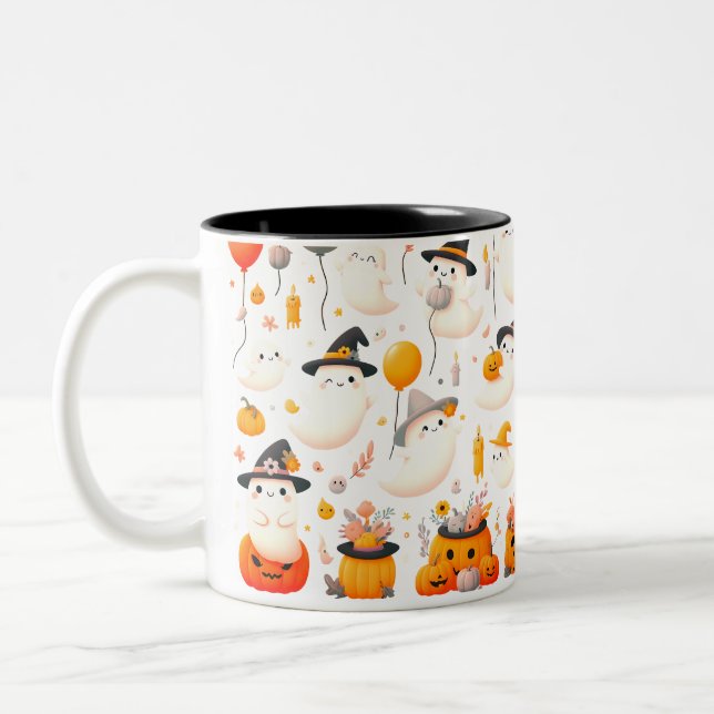Caneca De Café Em Dois Tons Halloween Adorável (Esquerda)