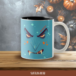 Caneca De Café Em Dois Tons Halloween Blue Grumpy Vampire Coffee Mug
