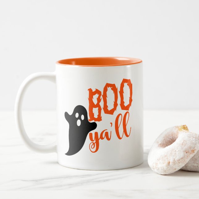 Caneca De Café Em Dois Tons Halloween Boo Coffee Mug (Com Donut)