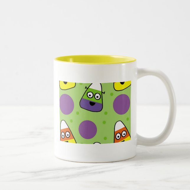 Caneca De Café Em Dois Tons Halloween Candy Corn Mug (Direita)