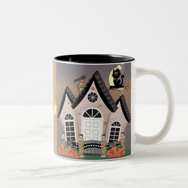 Caneca De Café Em Dois Tons Halloween da Casa Assombrada (Direita)