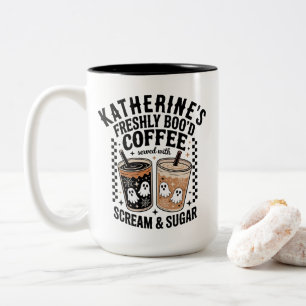 Caneca De Café Em Dois Tons Halloween Ghost Freshly Boo Coffee Personalizado