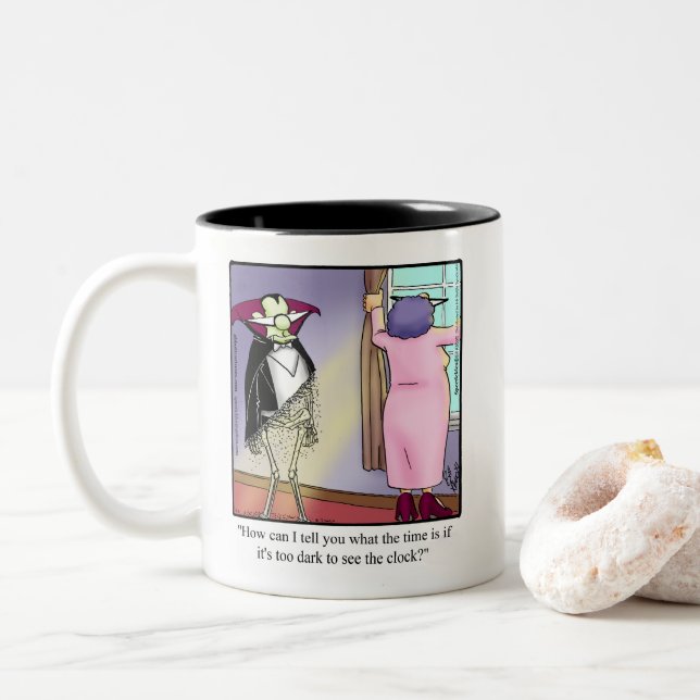 Caneca De Café Em Dois Tons Halloween Humor Coffee Mug (Com Donut)