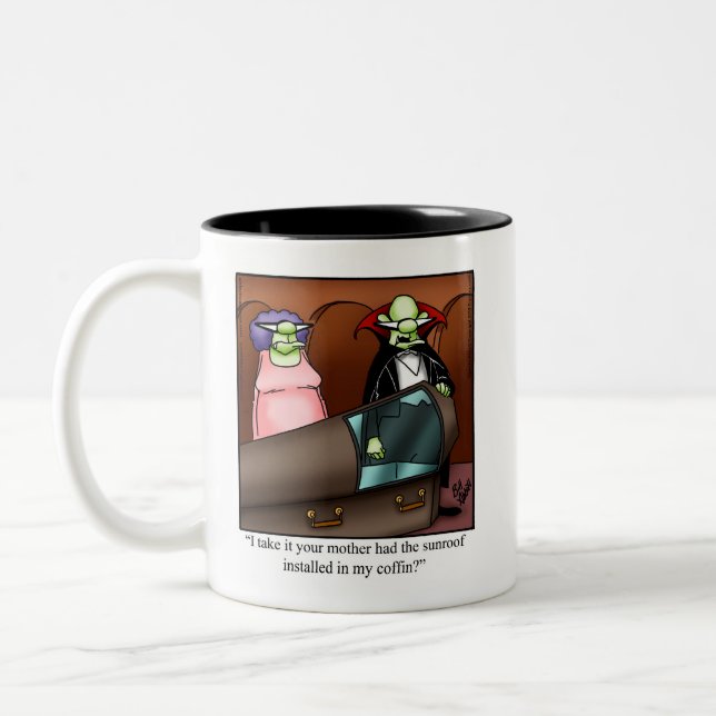 Caneca De Café Em Dois Tons Halloween Humor Mug "Spectickles" (Esquerda)