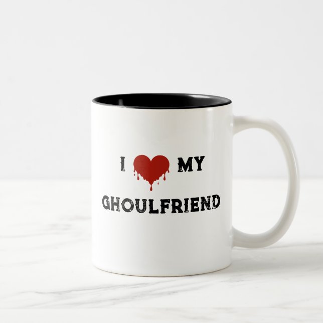 Caneca De Café Em Dois Tons Halloween I Heart My GhoulFriel (Direita)