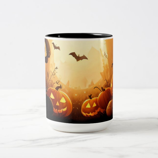 Caneca De Café Em Dois Tons Halloween/outono/Outono/Abóbora (Centro)