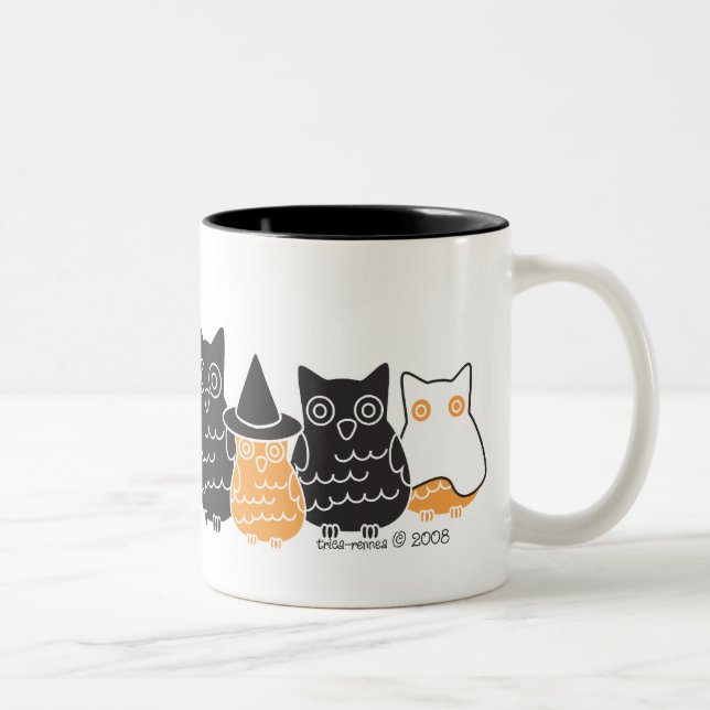 Caneca De Café Em Dois Tons Halloween Owls (Direita)