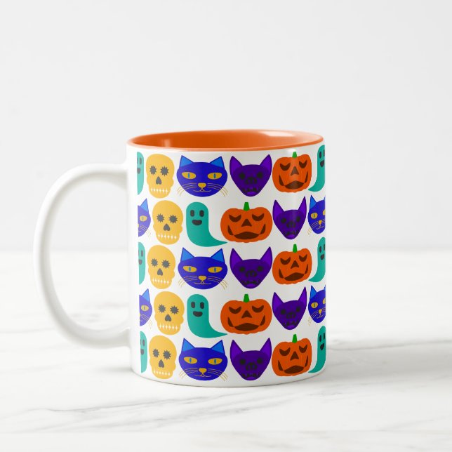 Caneca De Café Em Dois Tons Halloween Pattern Mug (Esquerda)