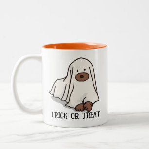 Caneca De Café Em Dois Tons Halloween Personalizado Cachorro Marrom Engraçado