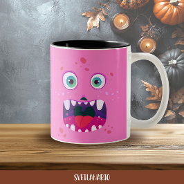 Caneca De Café Em Dois Tons Halloween Pink Happy Monster Coffee Mug