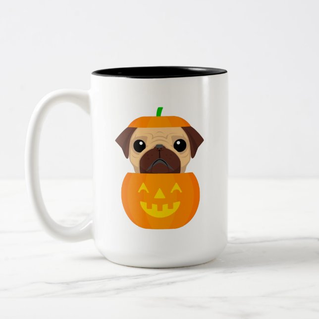 Caneca De Café Em Dois Tons Halloween Pugkin Coffee Mug (Esquerda)