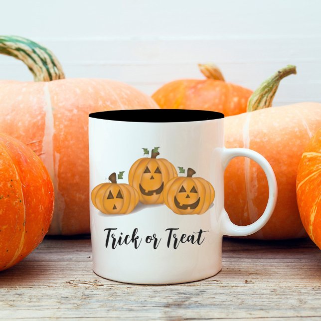 Caneca De Café Em Dois Tons Halloween Pumpkin Cute Jack O'lanterns Engraçado (Criador carregado)