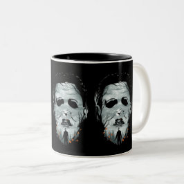 Caneca De Café Em Dois Tons Halloween Scary Design
