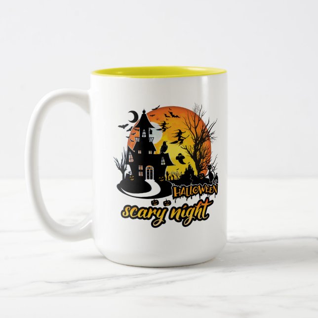 Caneca De Café Em Dois Tons Halloween Scary Night (Esquerda)