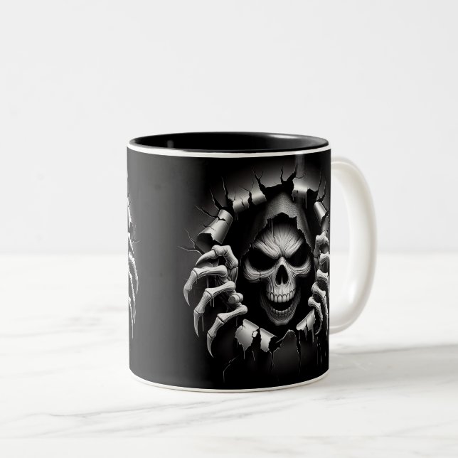 Caneca De Café Em Dois Tons Halloween Skeleton 3D Mug (Frente Esquerda)