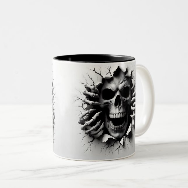 Caneca De Café Em Dois Tons Halloween Skeleton 3D Mug (Frente Esquerda)