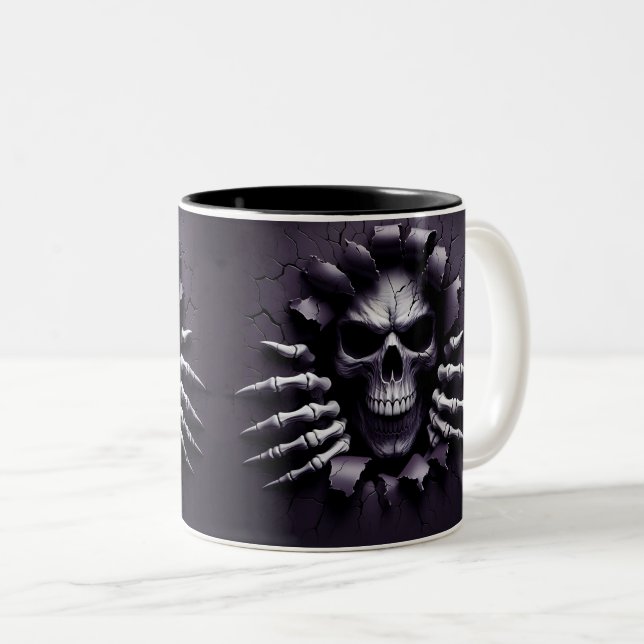 Caneca De Café Em Dois Tons Halloween Skeleton 3D Mug (Frente Esquerda)