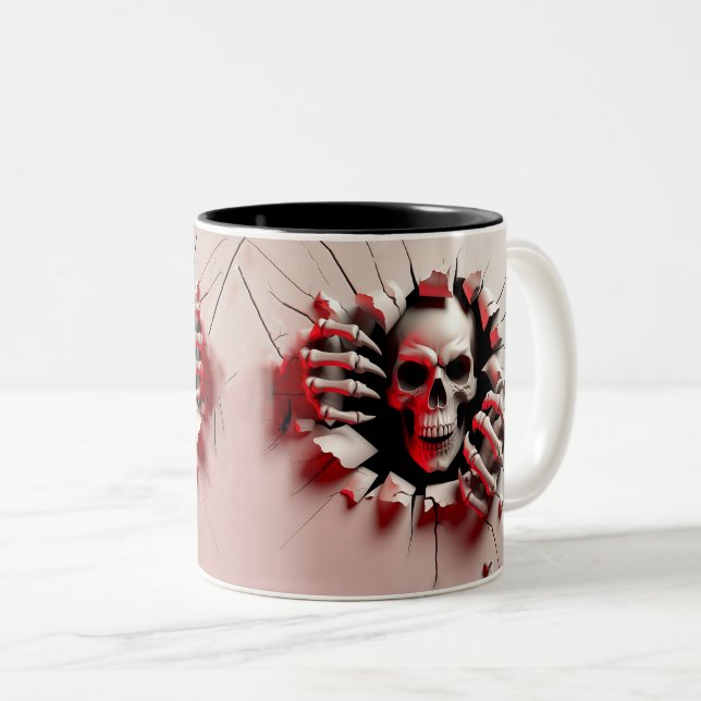 Caneca De Café Em Dois Tons Halloween Skeleton 3D Mug (Frente Esquerda)