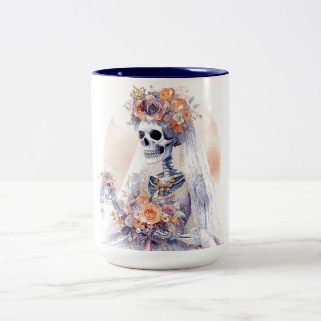 Caneca De Café Em Dois Tons Halloween Skeleton Big Mug (Centro)