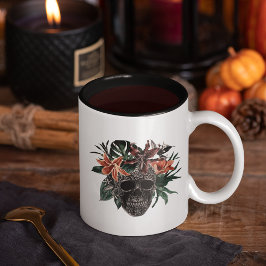 Caneca De Café Em Dois Tons Halloween Tropical Floral
