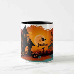 Caneca De Café Em Dois Tons Halloween Vibes Assusta Bruxas Escariadas Pumpkins