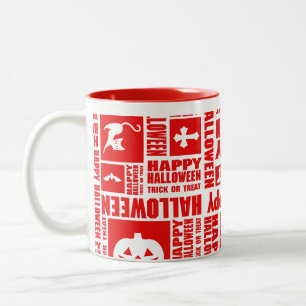 Caneca De Café Em Dois Tons Halloween Whimsical Legal Tipografia Vermelho