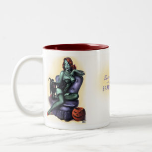Caneca De Café Em Dois Tons Halloween Zombie Girl Pin Up