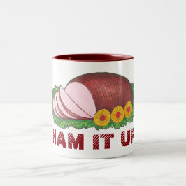 Caneca De Café Em Dois Tons HAM IT UP Funny Christmas Novelay Comida Holiday M