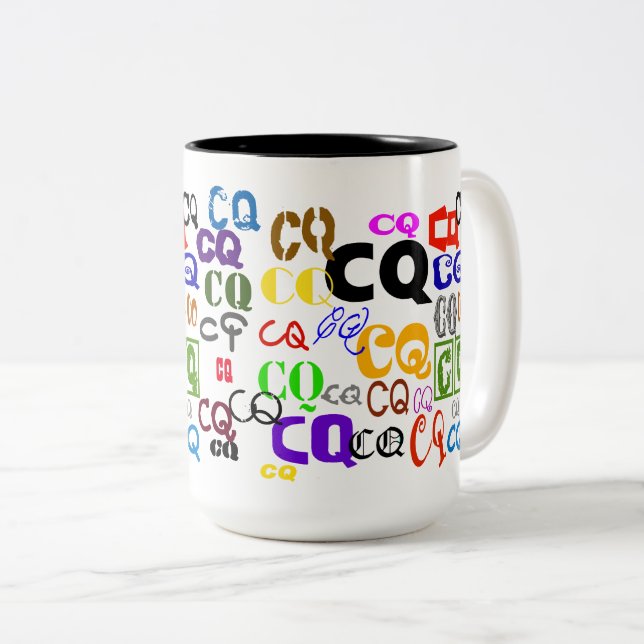 Caneca De Café Em Dois Tons Ham Radio CQ Mug (Frente Esquerda)