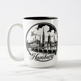 Caneca De Café Em Dois Tons Hamburgo Alemanha Skyline - Círculo Vintage