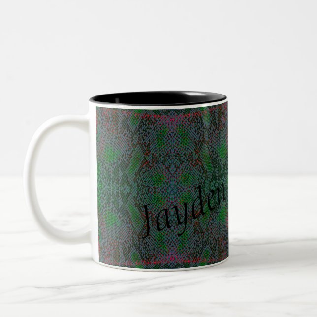 Caneca De Café Em Dois Tons HAMbyWG - Mug Personalizável - Cobra - Verde/Verme (Esquerda)