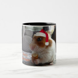 Caneca De Café Em Dois Tons Hamster do Feliz Natal