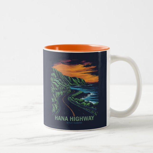 Caneca De Café Em Dois Tons Hana Highway Maui Hawaii Vista (Direita)