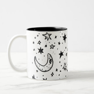 Caneca De Café Em Dois Tons Hand Drawn Celestial Night Sky Pattern